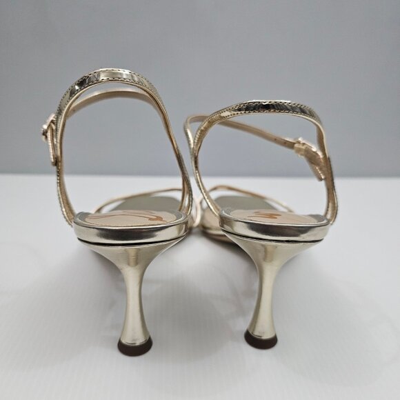 Sam Edelman Presley Strappy Heel Womens 11 Metallic Gold Sandal Formal Party NEW - Picture 8 of 14